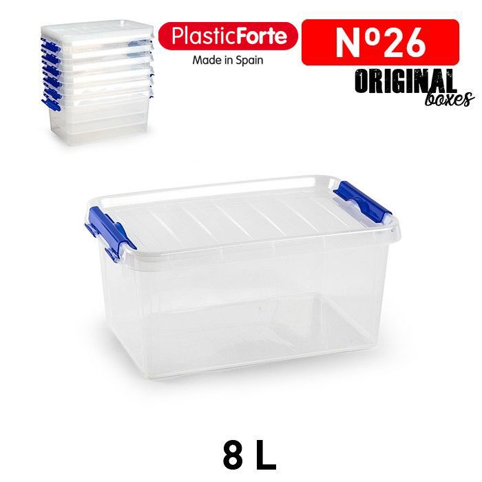 Scatola multiuso 8L con coperchio senza maniglia TRASPARENTE