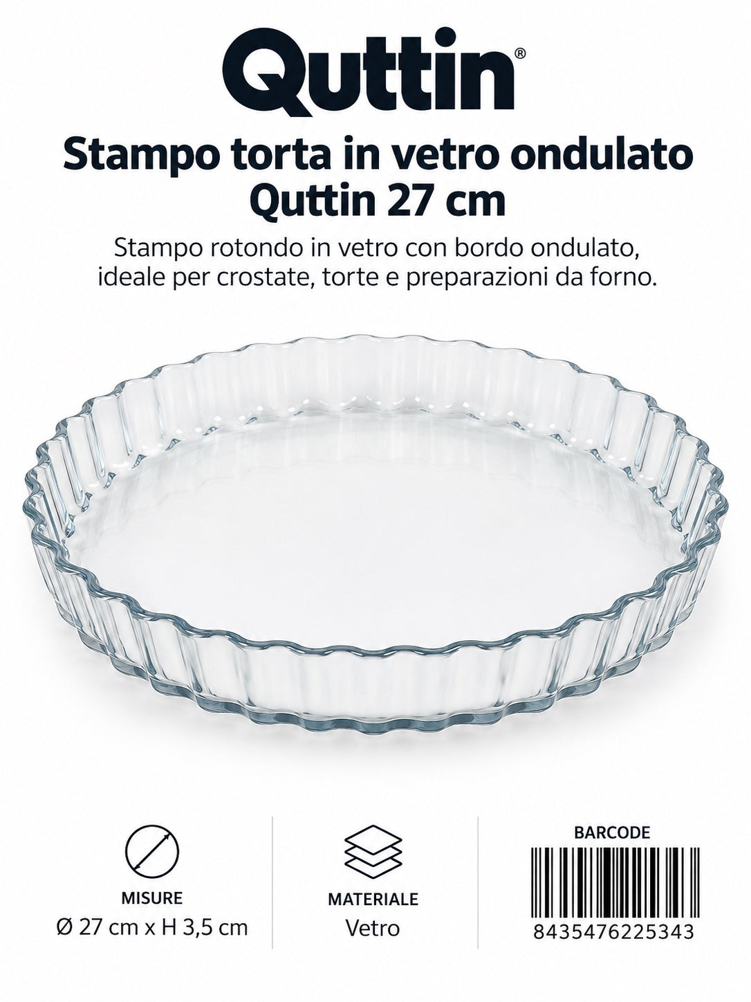 Pirofila Vetro Tondo Ondulata 27Cm