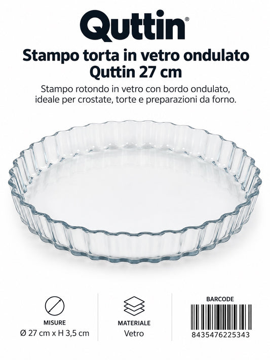 Pirofila Vetro Tondo Ondulata 27Cm