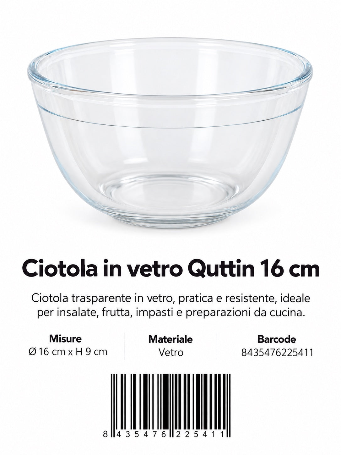 Ciotola Vetro Quttin 16.5Cm