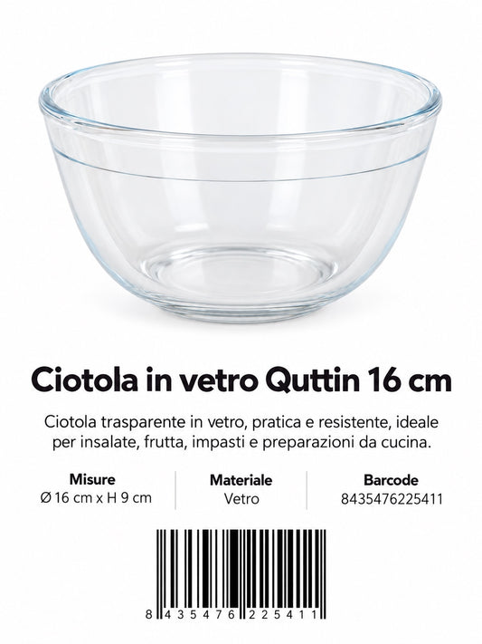 Ciotola Vetro Quttin 16.5Cm