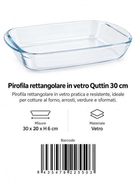 Pirofila Vetro Rettangolare 32X20Cm