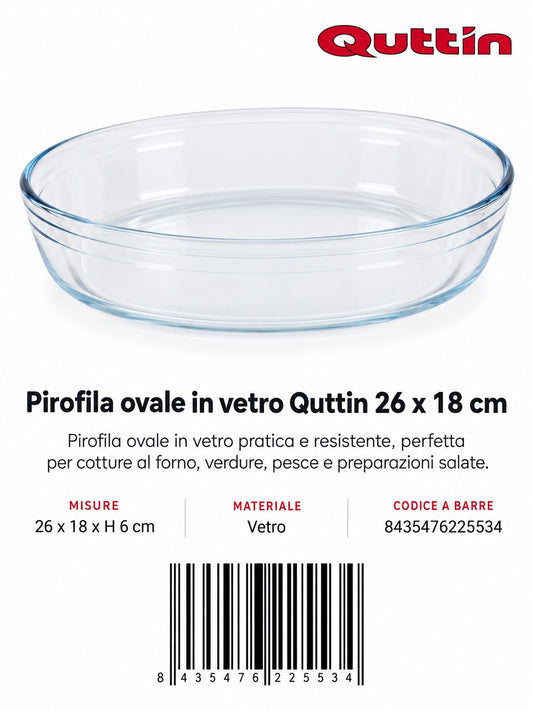Pirofila Vetro Ovale 30Cm