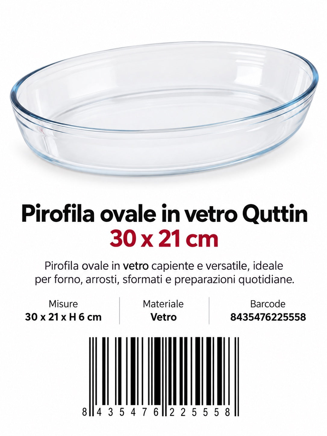 Pirofila Vetro Ovale 39Cm
