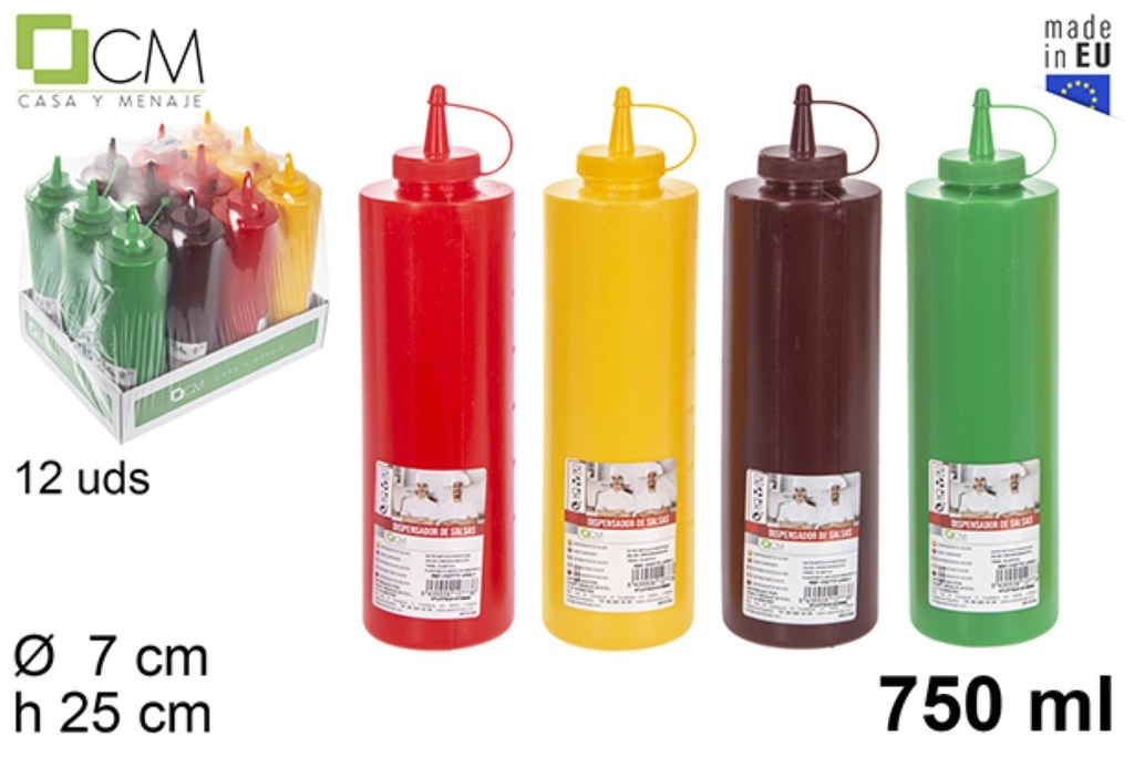 Flacone Dosatore C/Tappo Per Salsa 750Ml