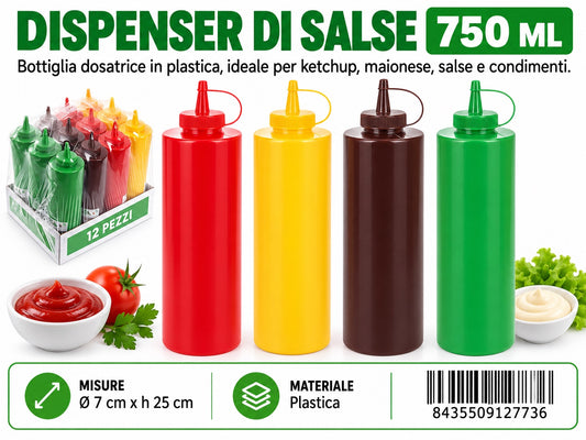 102773 Flacone Dosatore C/Tappo Per Salsa 750Ml