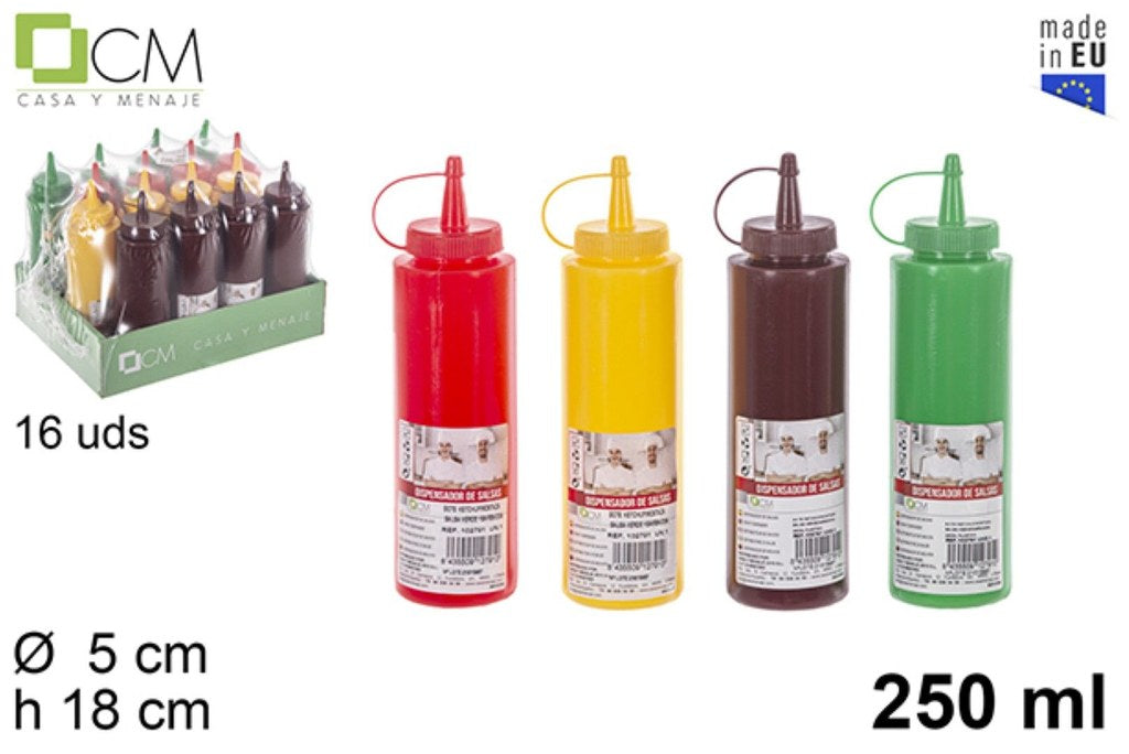 Flacone Dosatore C/Tappo Per Salsa 250Ml