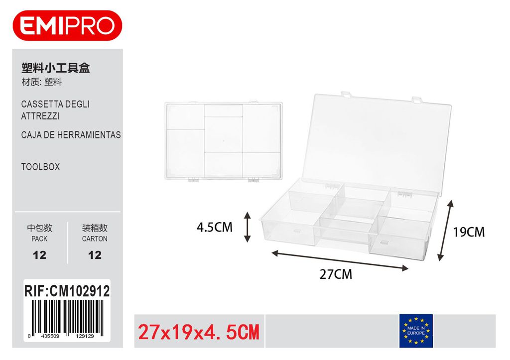 27X19X4.5cm Cassetta Degli Attrezzi 7 Scomparti