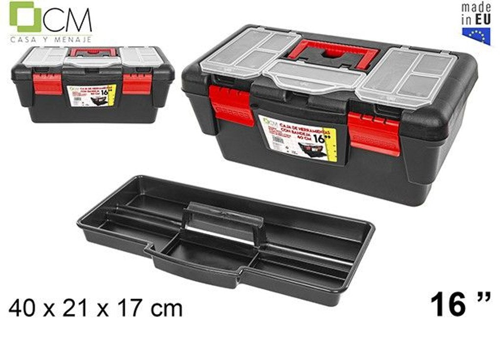 Cassetta attrezzi in plastica con vassoio 40 cm 16"