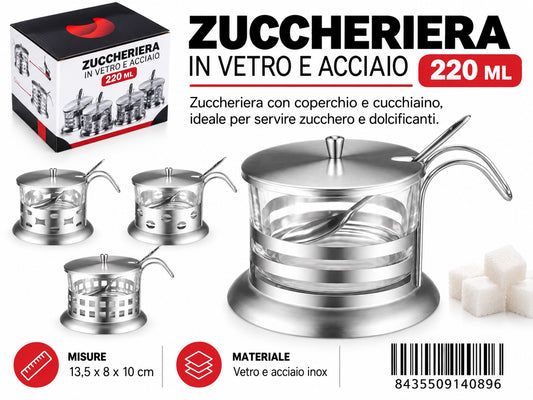 Zuccheriera In Vetro E Metallo 220Ml