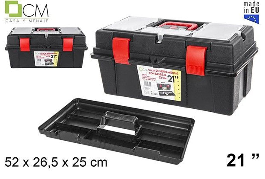 Cassetta attrezzi in plastica con vassoio 52 cm 21"