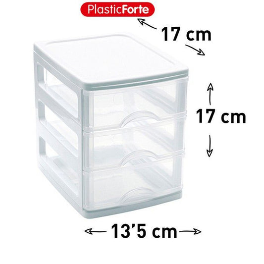 Cassettiera 3 Cassetti Turia BIANCO 17 x 13,5 x 17