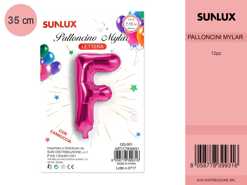 Palloncino Mylar Fucsia Lettera F