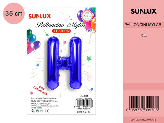 Palloncino Mylar Blu Lettera H