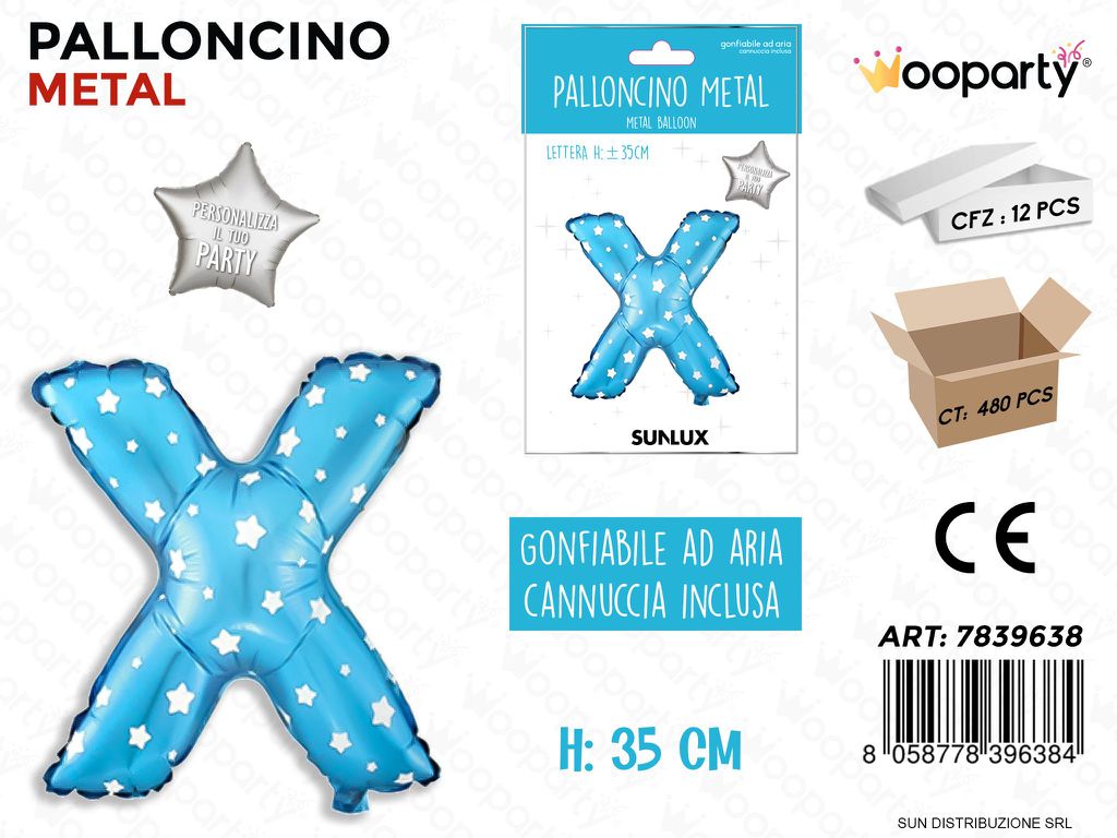 Palloncino Mylar Blu c/ Stelle Let. X 35CM