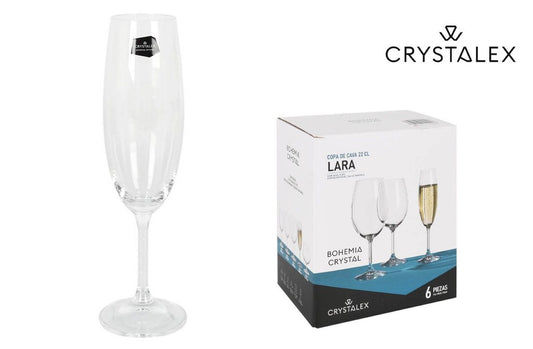 Set 6 Copas Cava Cristal Bohemia 220cc Lara