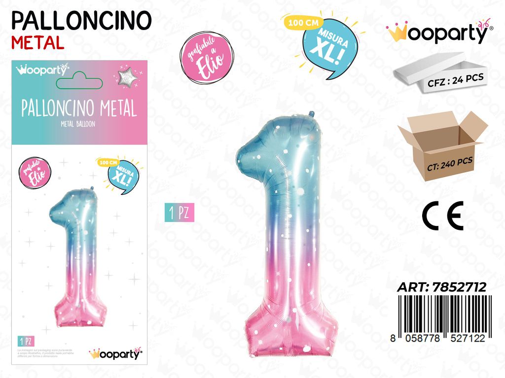 Wooparty Palloncino Metal Gradient N.1 100CM