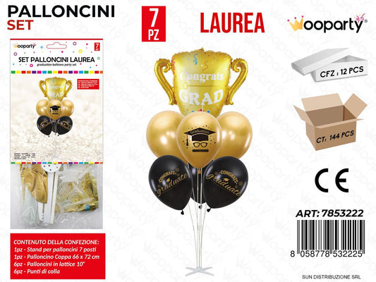 Set Palloncini c/ Stand Laurea 7PCS/ Pz da 12