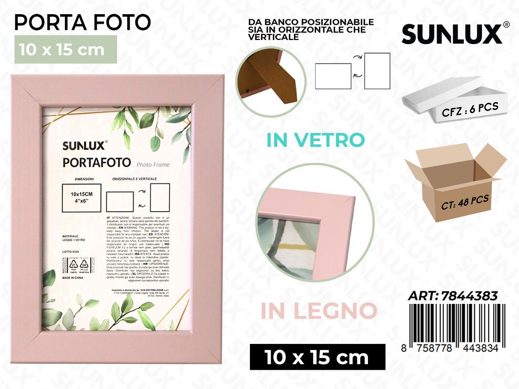 Sunlux Portafoto Rosa Legno 10*15CM