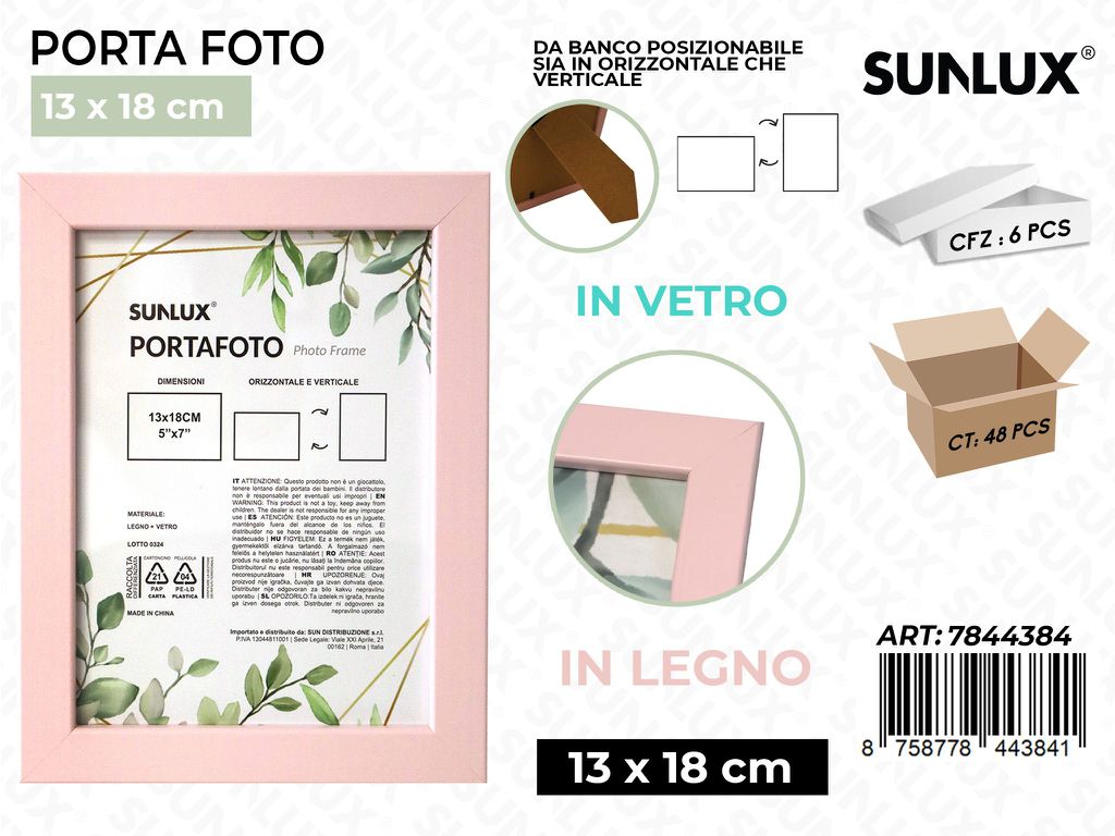 Sunlux Portafoto Rosa Legno 13*18CM