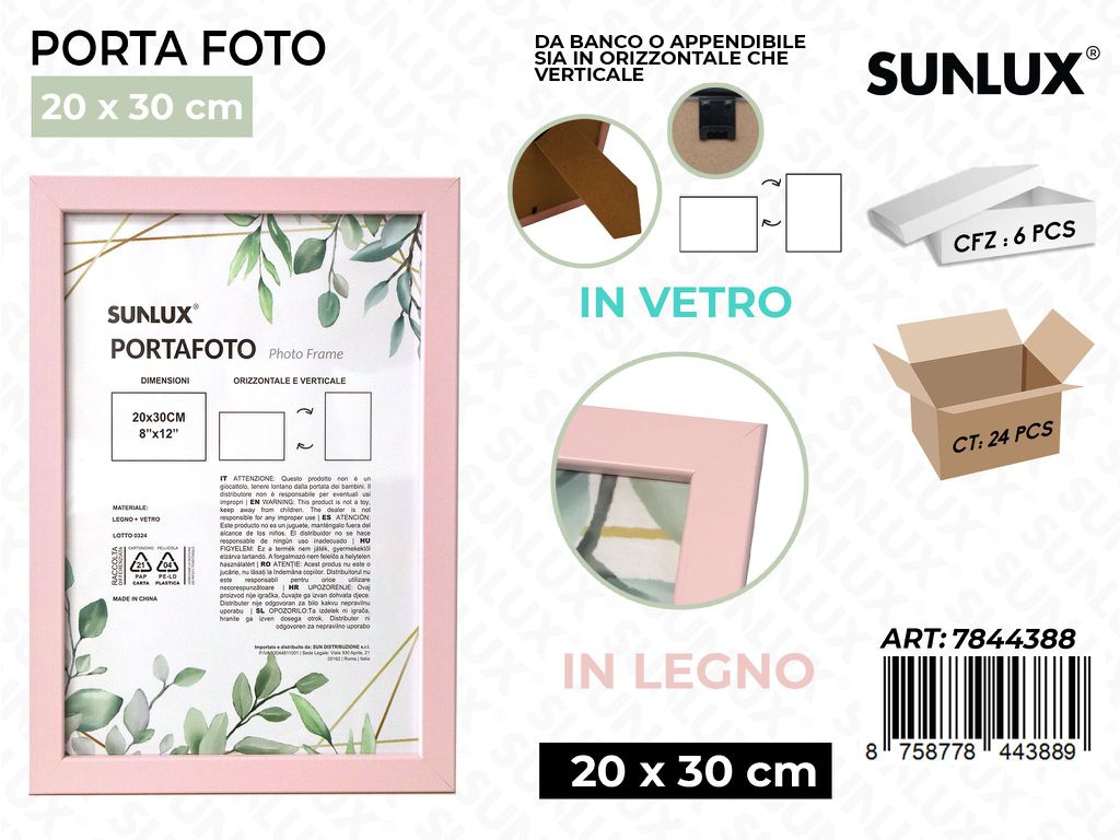 Sunlux Portafoto Rosa Legno 20*30CM