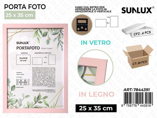 Sunlux Portafoto c/Ganci Rosa Legno 25*35CM