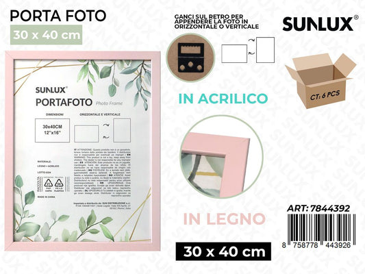 Sunlux Portafoto c/Ganci Rosa Legno 30*40CM