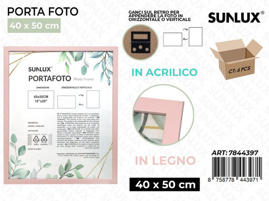 Sunlux Portafoto c/Ganci Rosa Legno 40*50CM