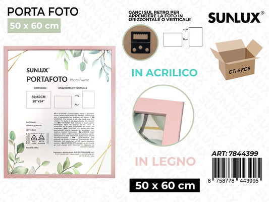 Sunlux Portafoto c/Ganci Rosa Legno 50*60CM