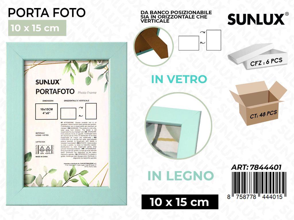 Sunlux Portafoto Celeste Legno 10*15CM