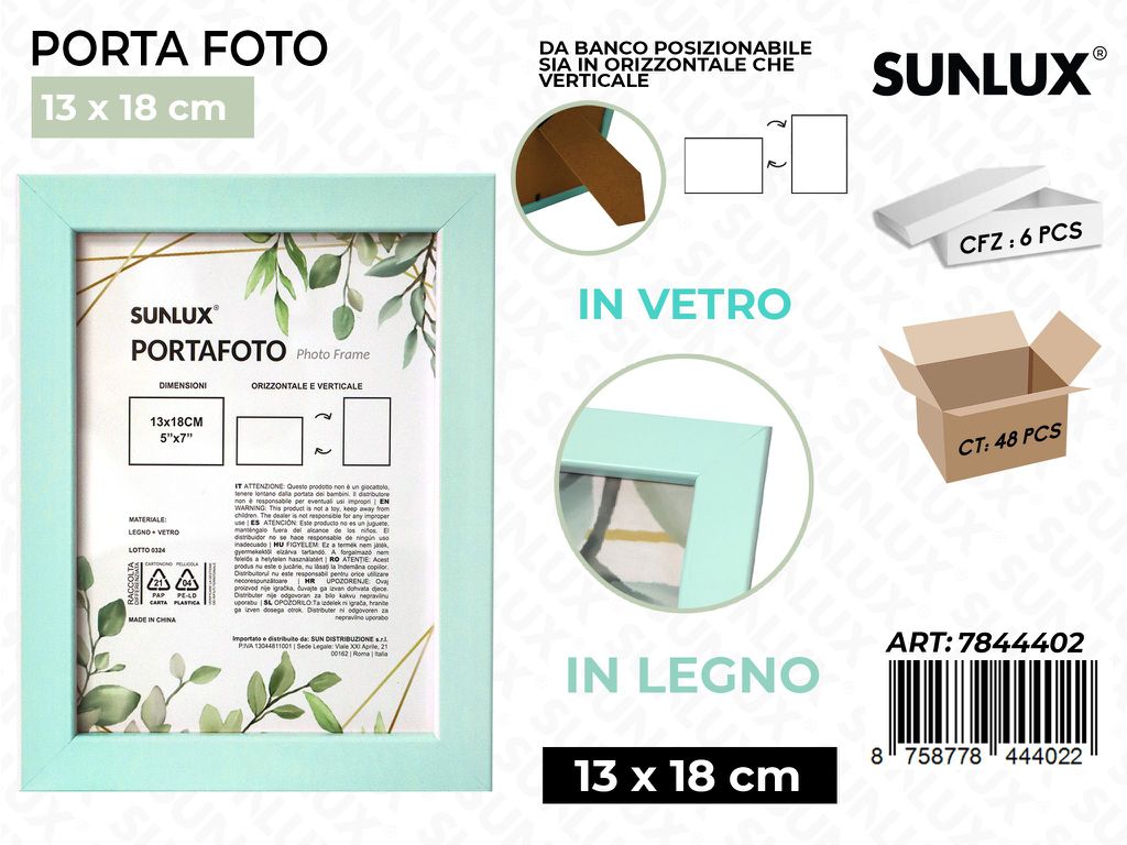 Sunlux Portafoto Celeste Legno 13*18CM
