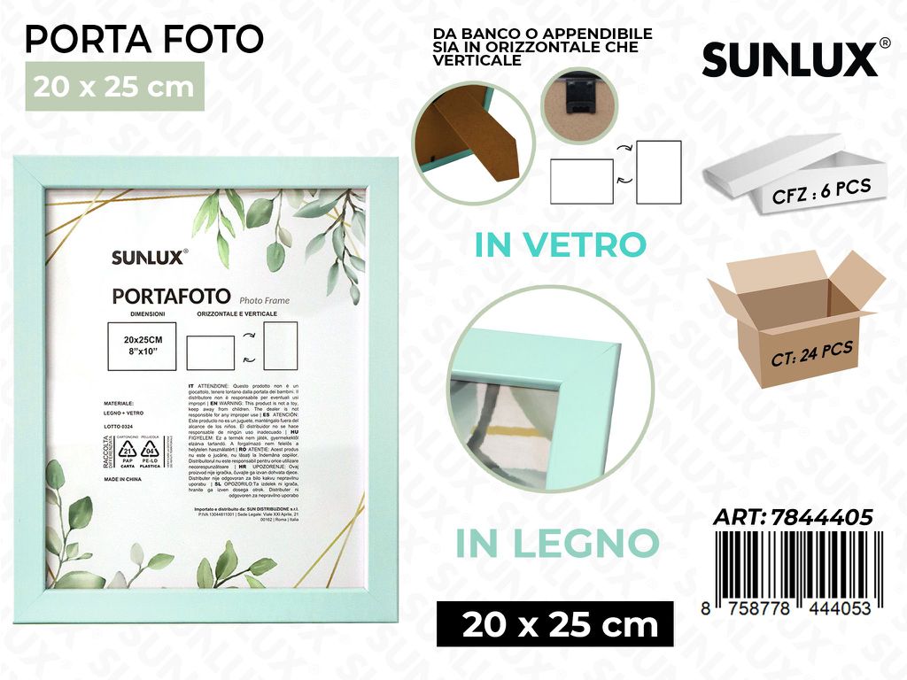 Sunlux Portafoto Celeste Legno 20*25CM