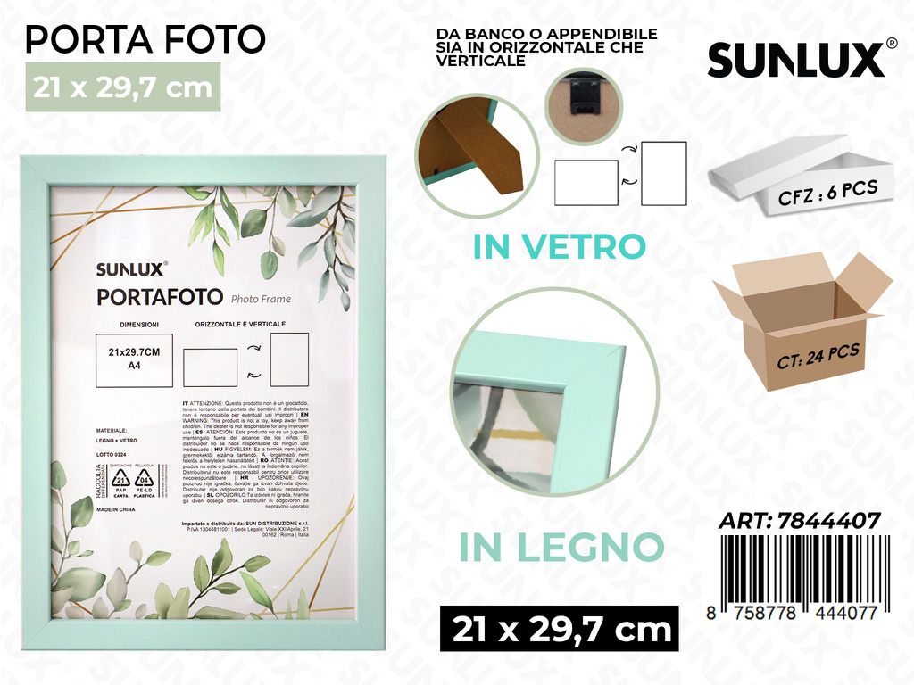 Sunlux Portafoto Celeste Legno 21*29.7CM