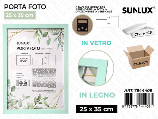 Sunlux Portafoto c/Ganci Celeste Legno 25*35CM