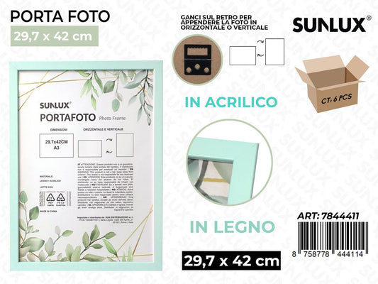 Sunlux Portafoto c/Ganci Celeste Legno 29.7*42CM