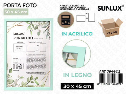Sunlux Portafoto c/Ganci Celeste Legno 30*45CM