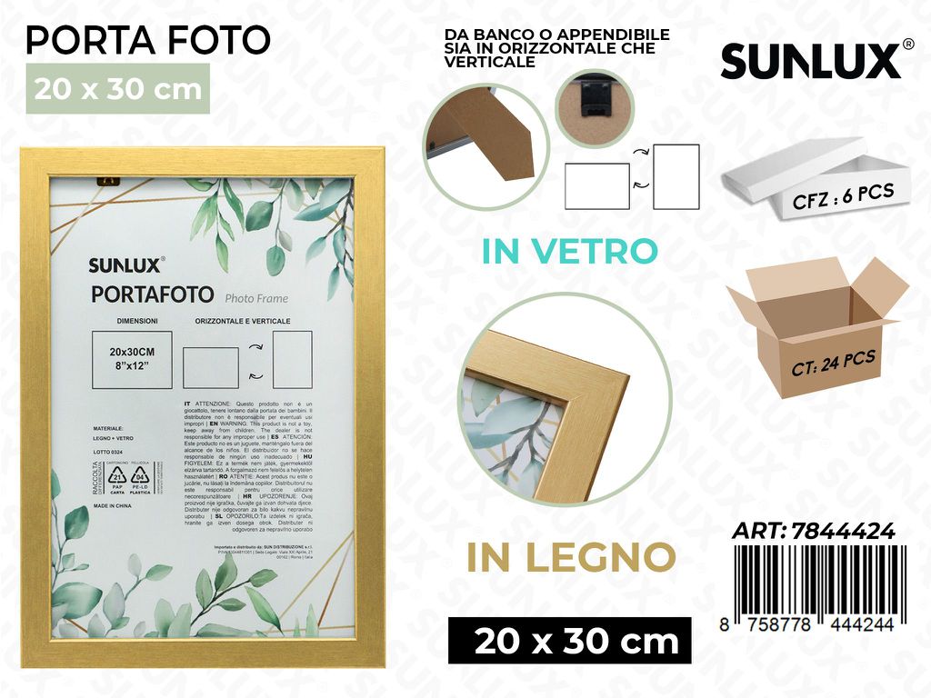 Sunlux Portafoto Oro Legno 20*30CM