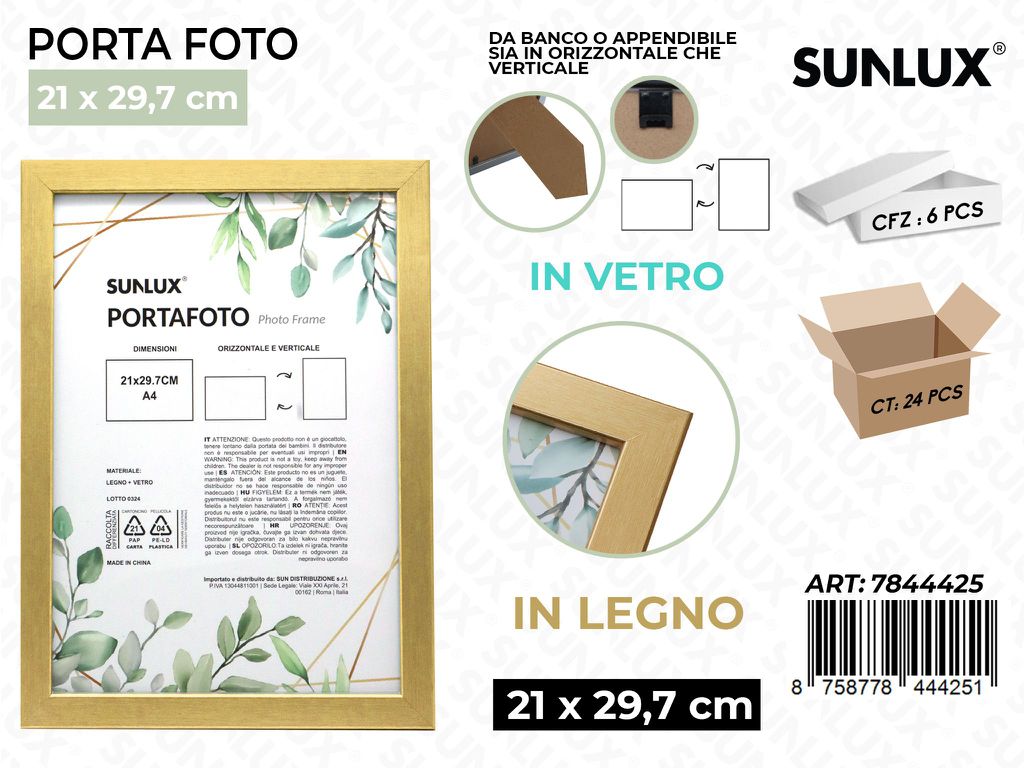 Sunlux Portafoto Oro Legno 21*29.7CM