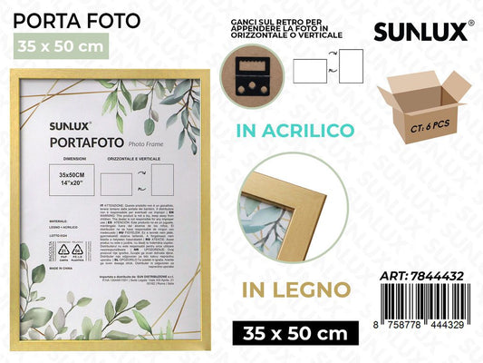 Sunlux Portafoto c/Ganci Oro Legno 35*50CM