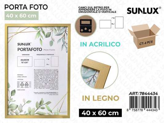 Sunlux Portafoto c/Ganci Oro Legno 40*60CM