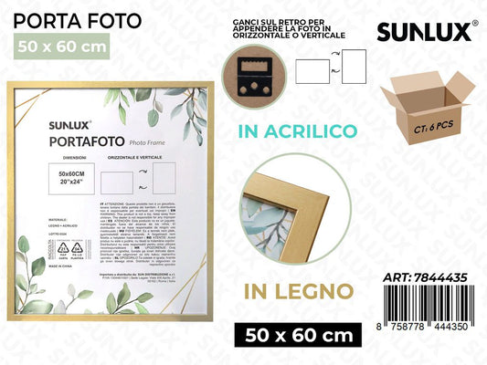 Sunlux Portafoto c/Ganci Oro Legno 50*60CM