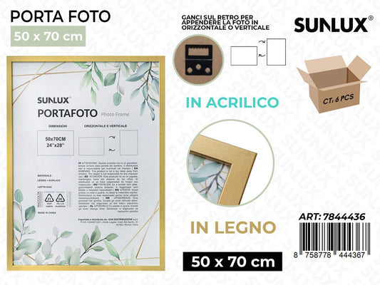 Sunlux Portafoto c/Ganci Oro Legno 50*70CM