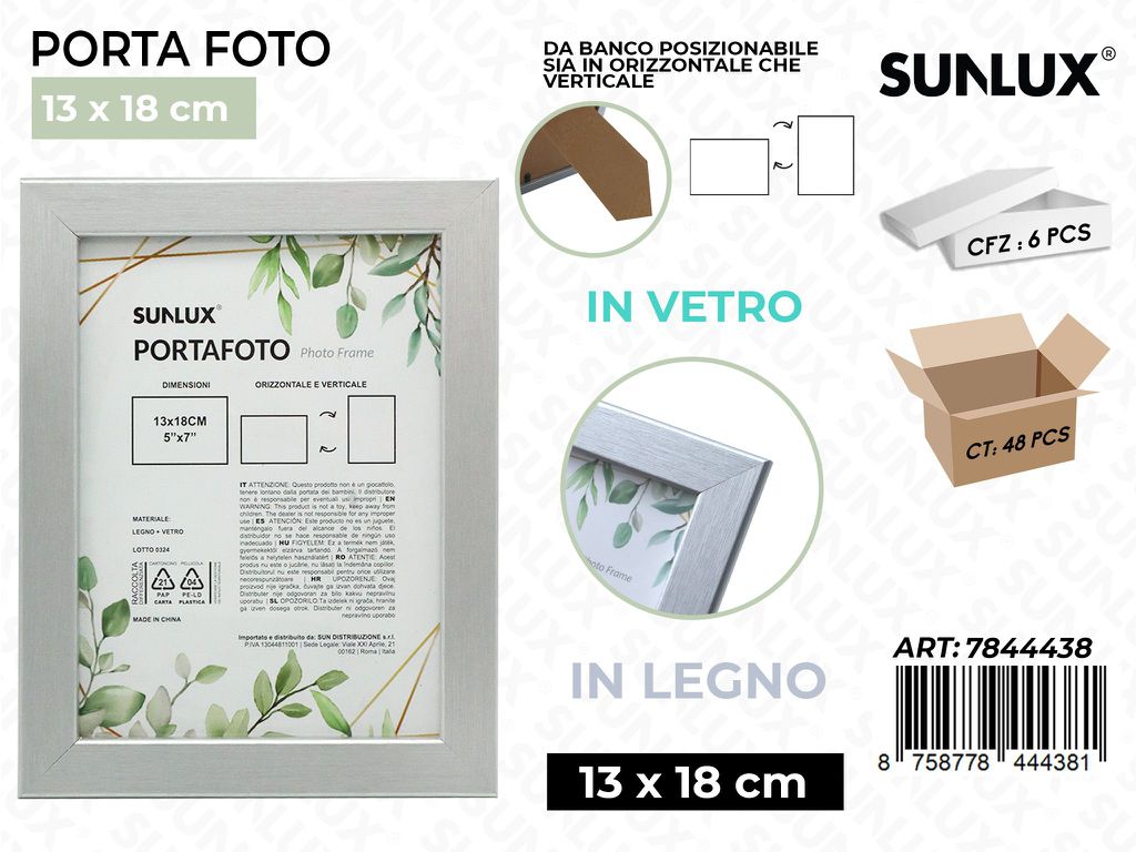Sunlux Portafoto Argento Legno 13*18CM