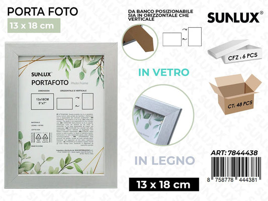 Sunlux Portafoto Argento Legno 13*18CM
