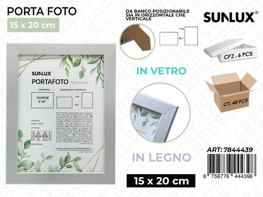 Sunlux Portafoto Argento Legno 15*20CM