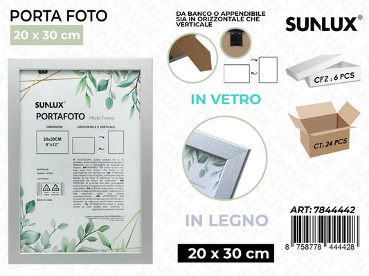 Sunlux Portafoto Argento Legno 20*30CM