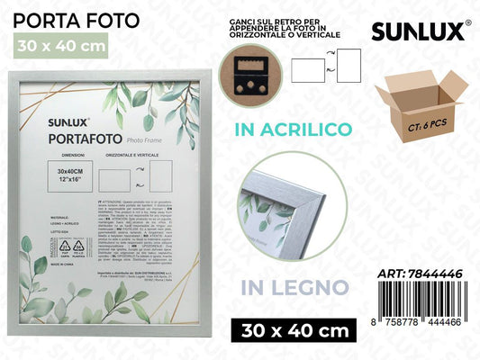 Sunlux Portafoto Argento Legno 30*40CM