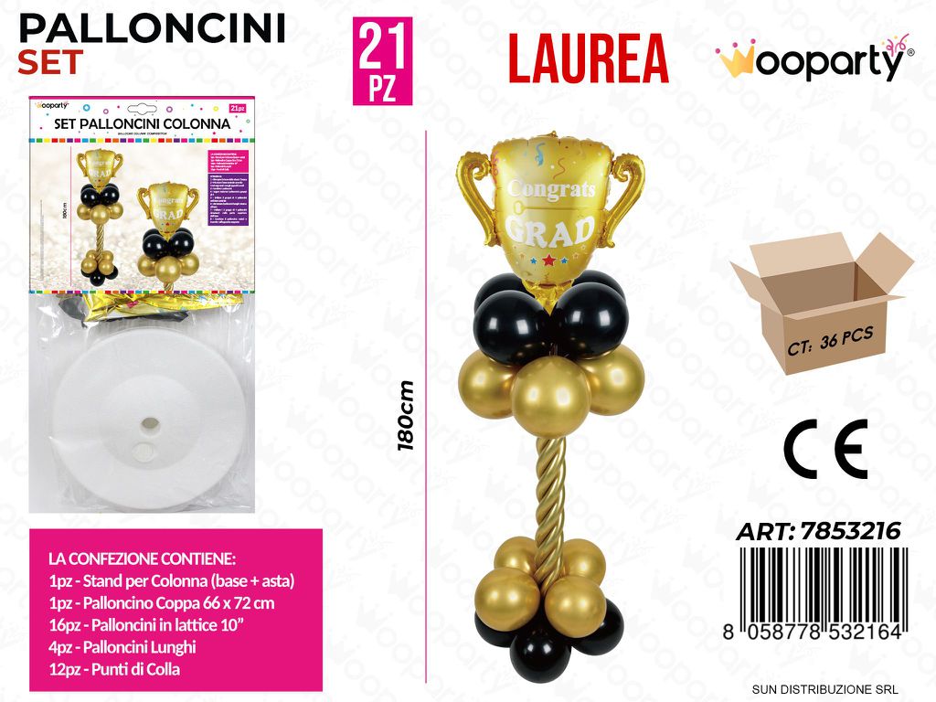 Set Palloncini Colonna Laurea 21PCS 180CM/ Pz da 6