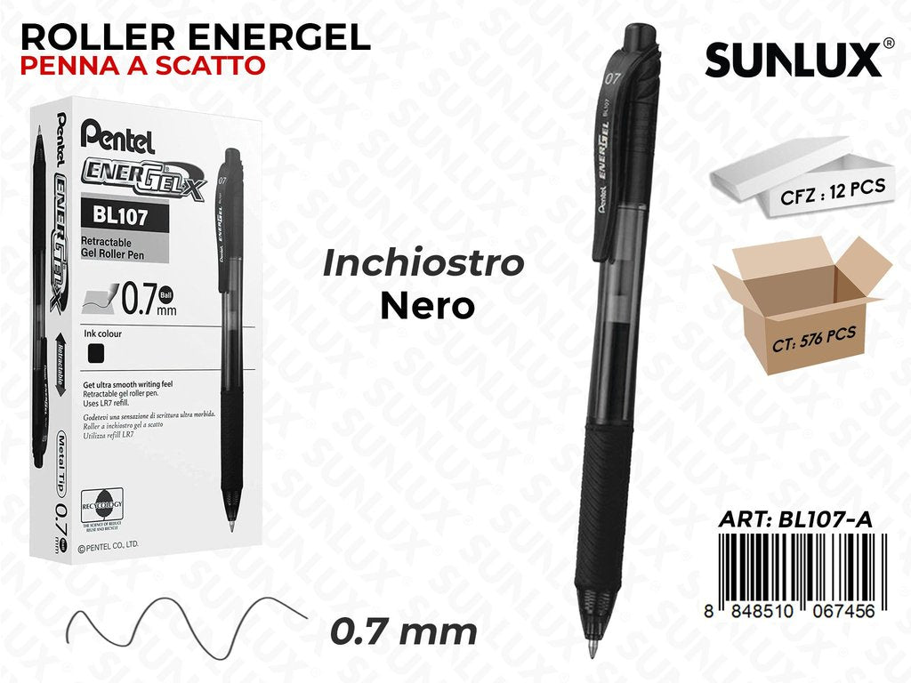 Pentel Energel X Click Nero 0.7MM