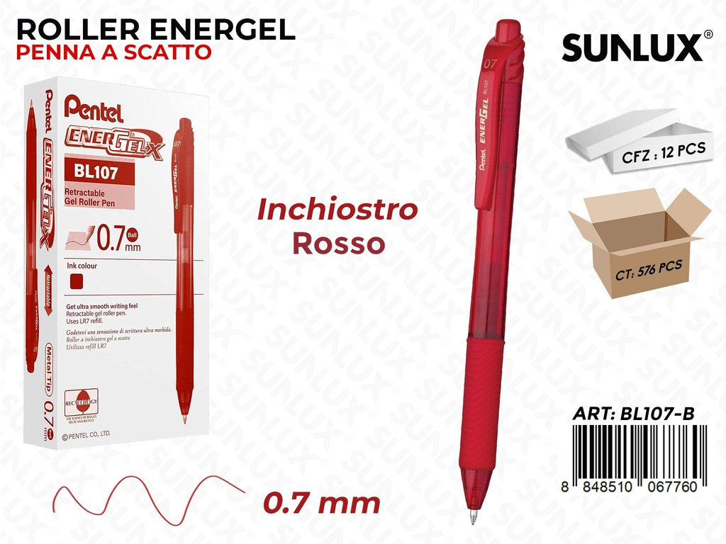 Pentel Energel X Click Rosso 0.7MM
